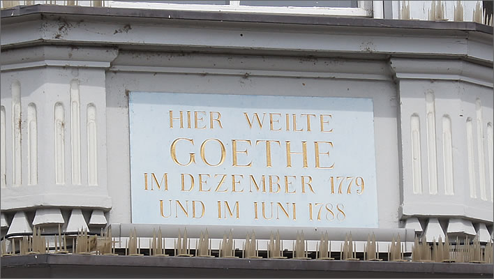 The plaque commemorating Goethe's visits to the Haus zum Goldenen Adler in Konstanz